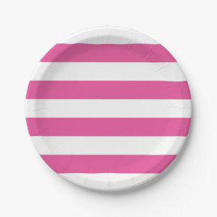 Pink Stripe Paper Plate