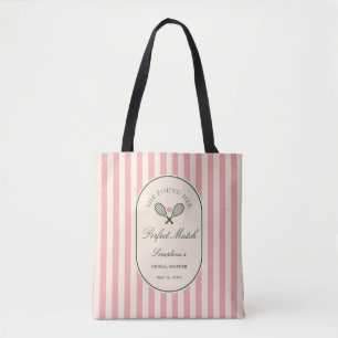 Pink Stripe Perfect Match Tennis Bridal Shower Tote Bag
