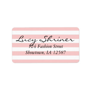 Pink Stripe Personal Custom Address Label