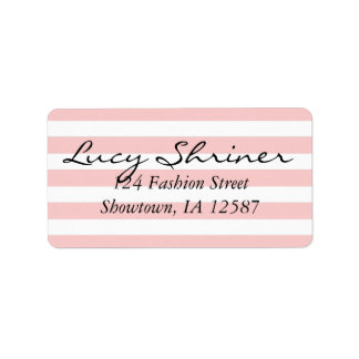 Pink Stripe Personal Custom Address Label