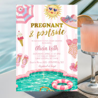Pink Stripe pregnant and poolside baby shower