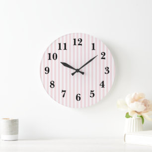 Pink Stripe Preppy Large Clock