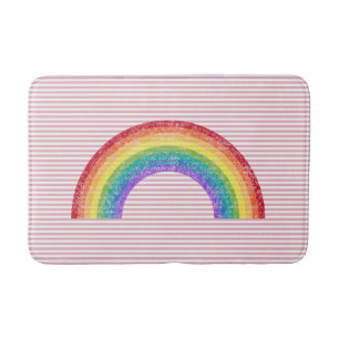 PINK STRIPE RAINBOW BATH MAT
