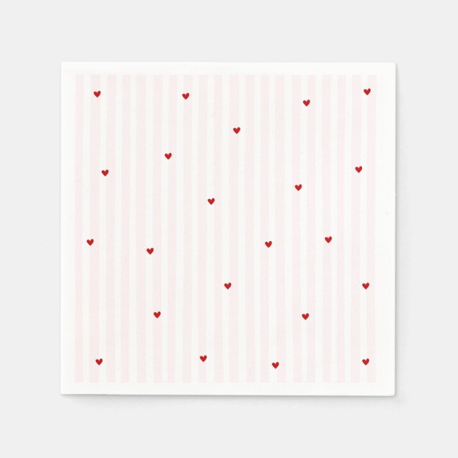Pink Stripe Red Heart Little Sweetheart Birthday Napkin (Front)
