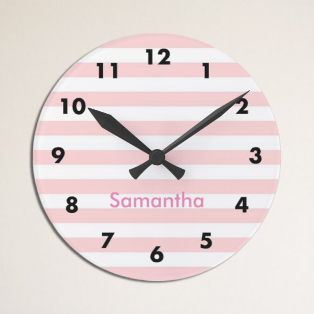 Pink Stripe Round Clock (Creator Uploaded)