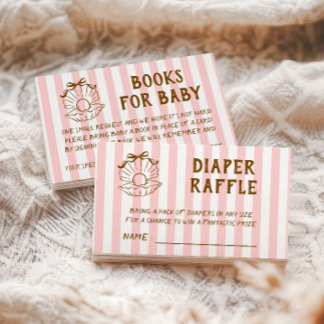 Pink Stripe Seashell Baby Shower Book Request Enclosure Card