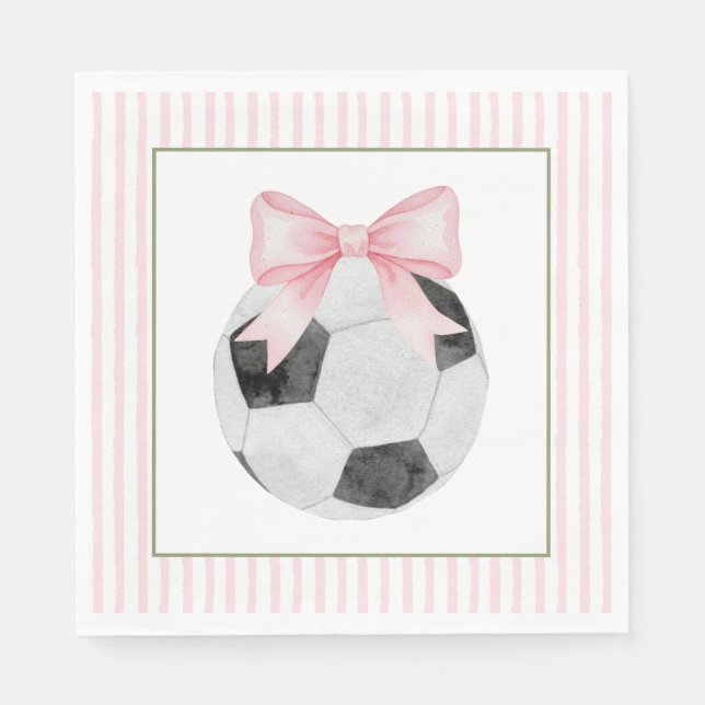 Pink Stripe Soccer  Napkin (Front)