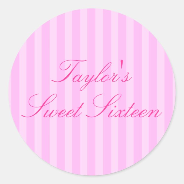 Pink Stripe Sweet16 Sticker (Front)