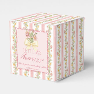 Pink stripe tea party grand millennial baby shower favour box