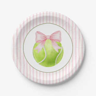 Pink Stripe Tennis Paper Plate