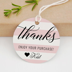 Pink Stripe Thanks Small Business Favour Tags