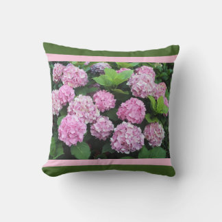 Pink Stripe with Hydrangea Garden Flower Cushion