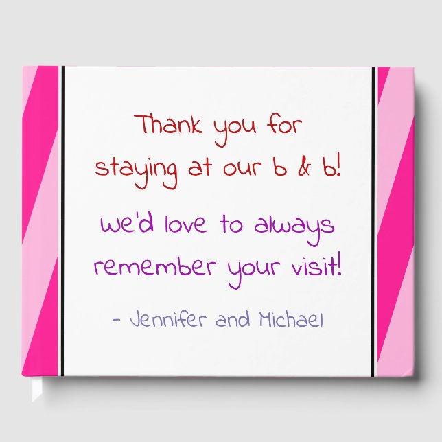 Pink Striped B-&-B Visitor Book (Front)