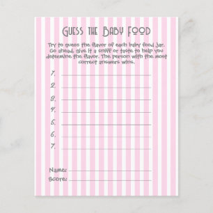 Pink Striped Baby Shower Game Guess Baby Food
