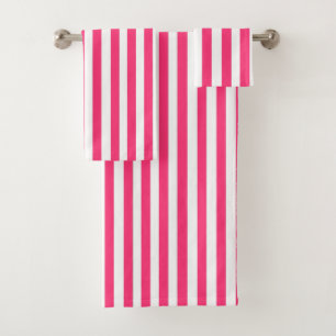 Pink Striped Bath Towel Set