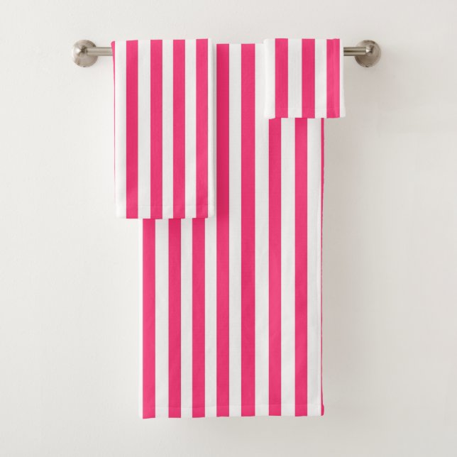 Pink Striped Bath Towel Set (Insitu)