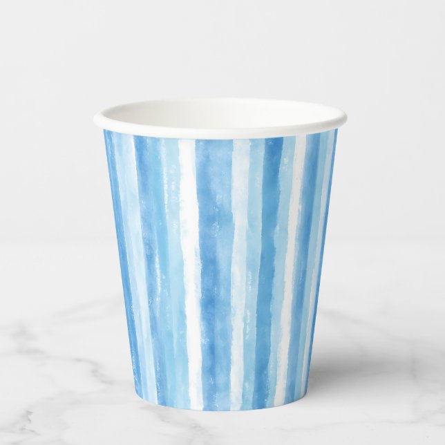 Pink Striped Birthday Paper Cups (Front)