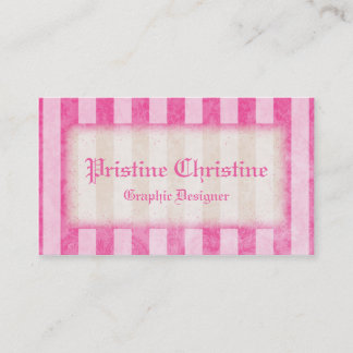 Pink Striped Border Business Cards