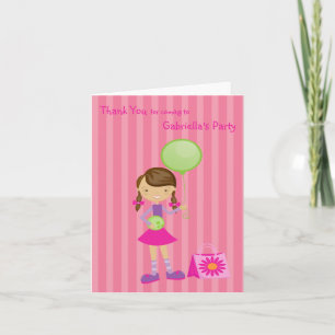 Pink, Striped, Bowling Girl Thank You Card