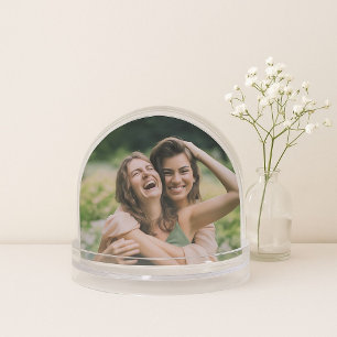 Pink Striped Bridesmaid Photo Proposal Confetti Snowglobe