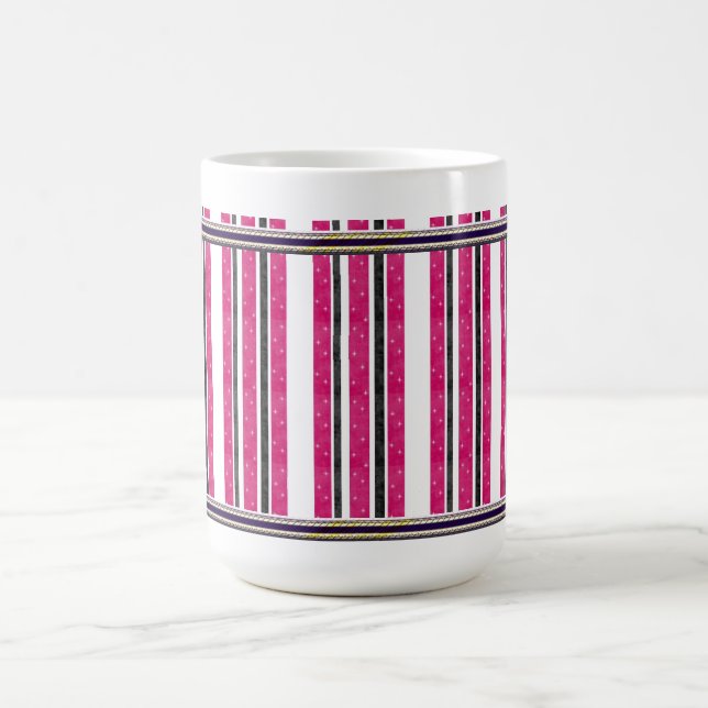 pink striped coffee mug (Center)