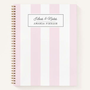Pink Striped. Cute Personalised  Notebook