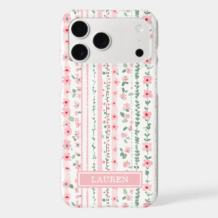 Pink Striped Floral Personalised