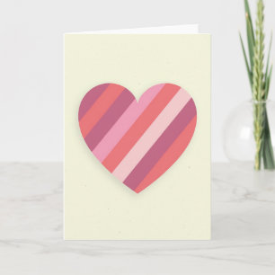 Pink Striped Heart Love Card