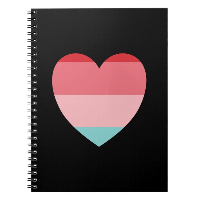 Pink Striped Heart Notebook (Front)