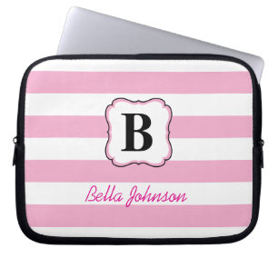 Pink Striped Laptop Case for Women or Girl