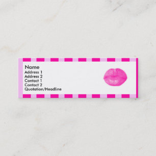 Pink striped lips   mini business card