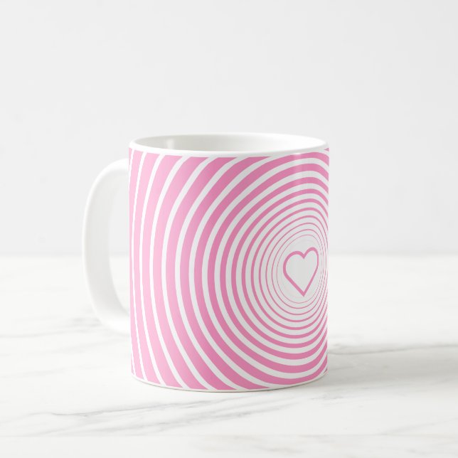 Pink Striped Mug with Heart or Choose Color (Front Left)
