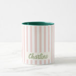Pink Striped Pastel Retro Customised name Mug<br><div class="desc">Pink Striped Pastel Retro Customised name Coffee Mug</div>