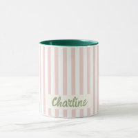 Pink Striped Pastel Retro Customised name Mug