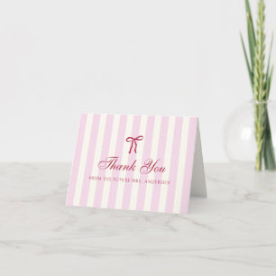 Pink Striped Preppy Bridal Shower Thank You Card