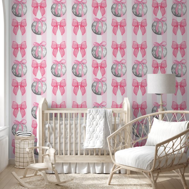 Pink Striped Preppy Coquette Girly Wallpaper (Kids)
