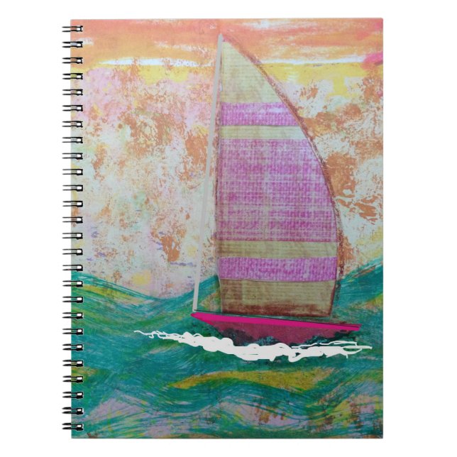 Pink Striped Sail Notebook (Front)