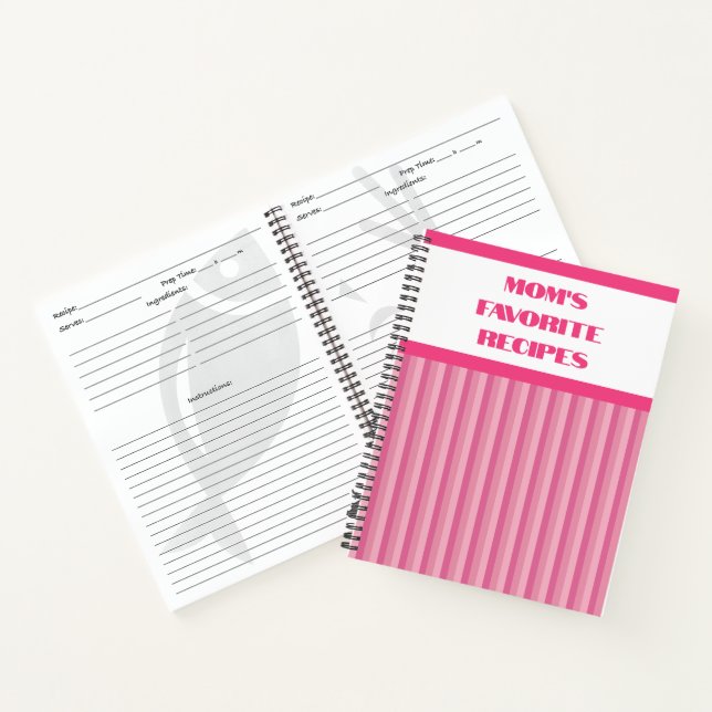Pink Striped Spiral Recipe Notebook (Inside)