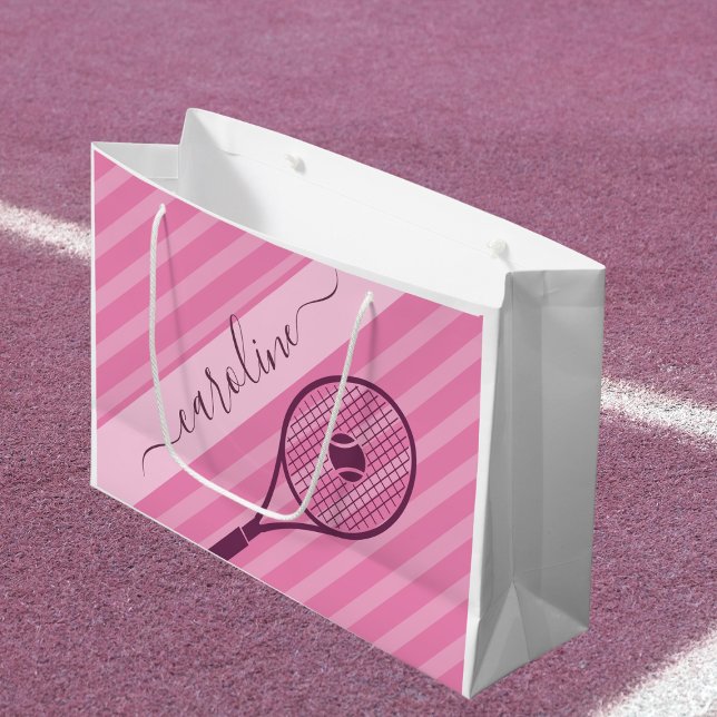 Pink Striped Tennis Racket Gift Bag (Creator Uploaded)