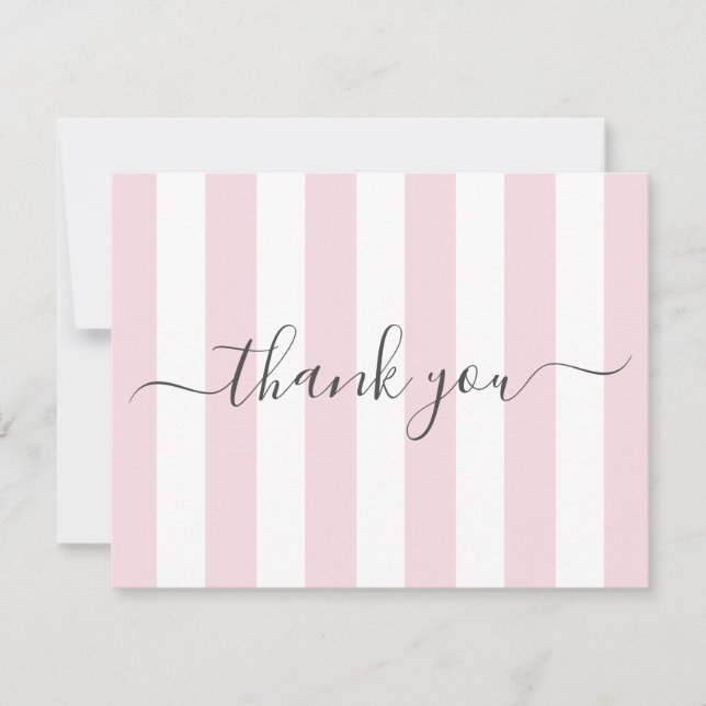 Pink Striped Thank You Note (Front)