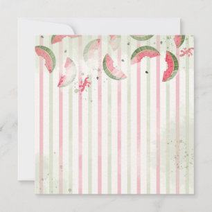 Pink Striped Watermelon First Birthday Party Invit Invitation