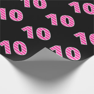 Pink Stripes 10 Event # (Birthday, Anniversary) Wrapping Paper