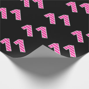 Pink Stripes 11 Event # (Birthday, Anniversary) Wrapping Paper