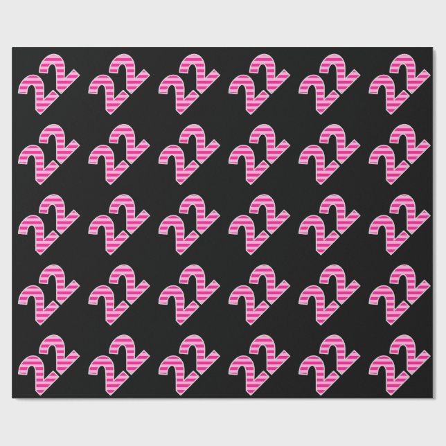Pink Stripes 22 Event # (Birthday, Anniversary) Wrapping Paper (Flat)