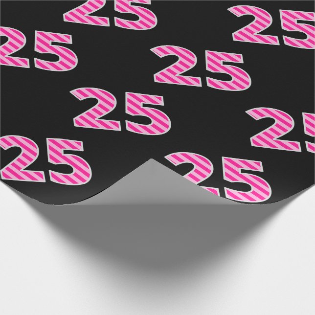Pink Stripes 25 Event # (Birthday, Anniversary) Wrapping Paper (Corner)