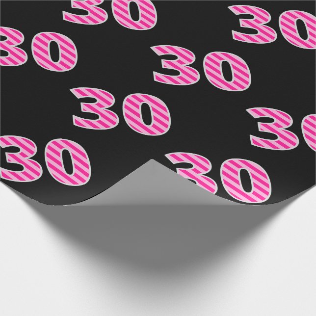 Pink Stripes 30 Event # (Birthday, Anniversary) Wrapping Paper (Corner)
