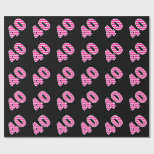 Pink Stripes 40 Event # (Birthday, Anniversary) Wrapping Paper