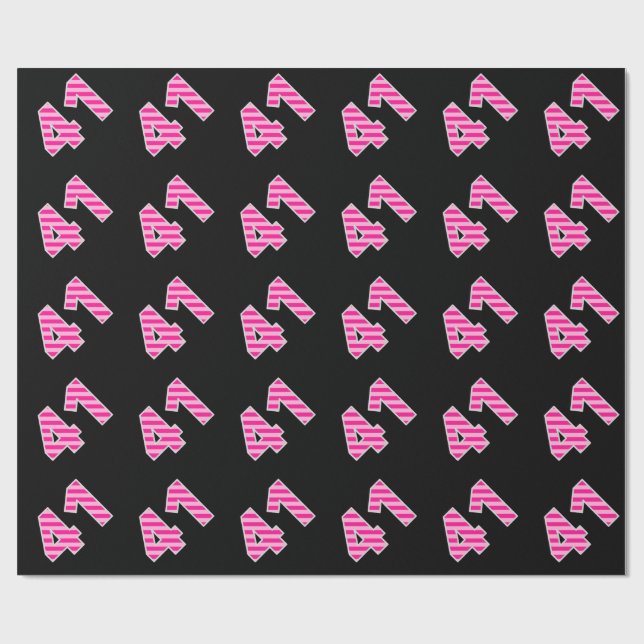Pink Stripes 41 Event # (Birthday, Anniversary) Wrapping Paper (Flat)