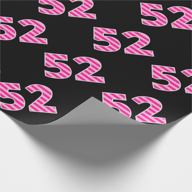 Pink Stripes 52 Event # (Birthday, Anniversary) Wrapping Paper (Corner)
