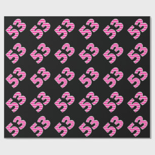Pink Stripes 53 Event # (Birthday, Anniversary) Wrapping Paper